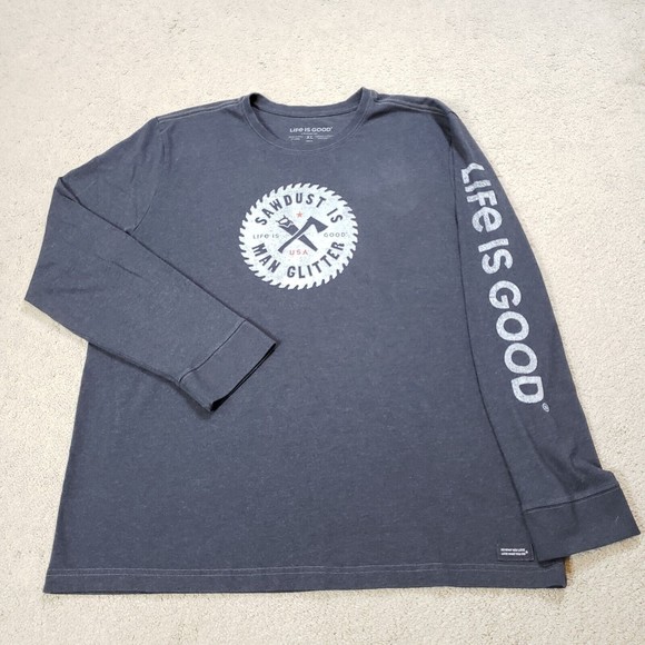 Life is Good Other - Life is Good Crusher Tee Shirt Men XL Sawdust Glitter Long Sleeve Dad Outdoor